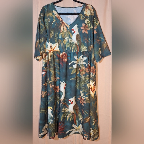 Tropical Print Midi Dress - Picture 1 of 5